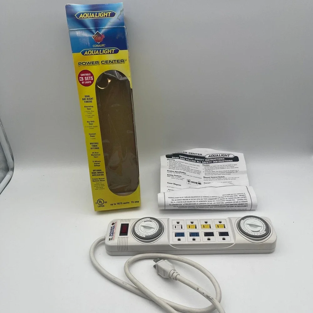 Coralife Aqualight Power Center Dual Day-Night Timer Wave-Maker 15A 1875W 01611